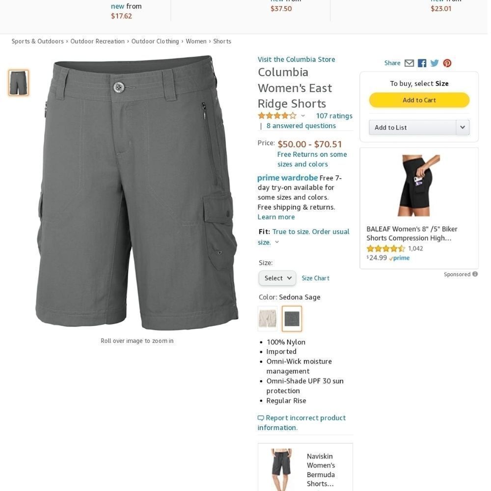 ‎COLUMBIA EAST RIDGE HIKING SHORTS